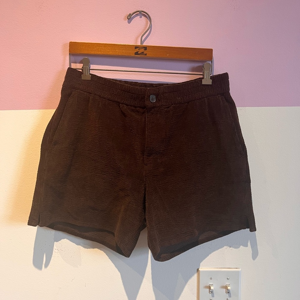 Madewell Men's Dark Brown Corduroy Flat Front Shorts